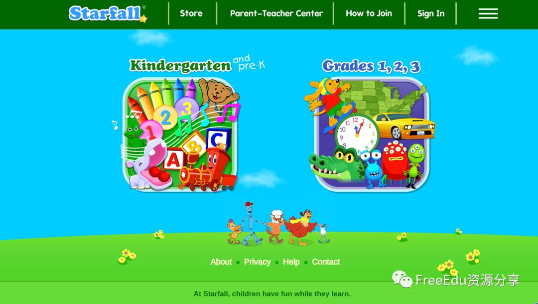 Starfall—美国幼儿园至小学三年级英语和数学在线学习资源