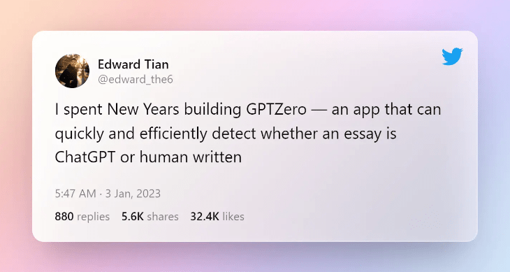 厉害了...普林斯顿学生开发了一个app，专门帮教授抓用ChatGPT作弊的学生！？